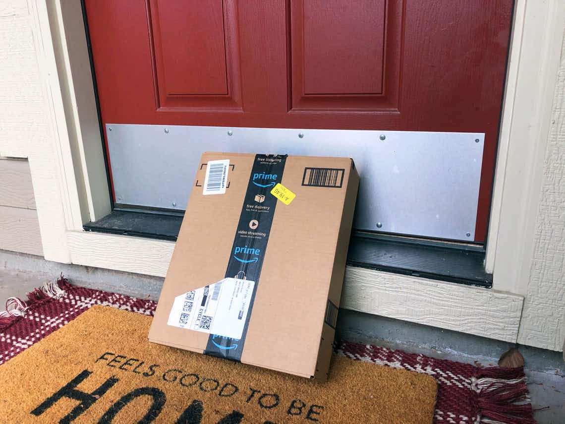 Amazon prime box on porch