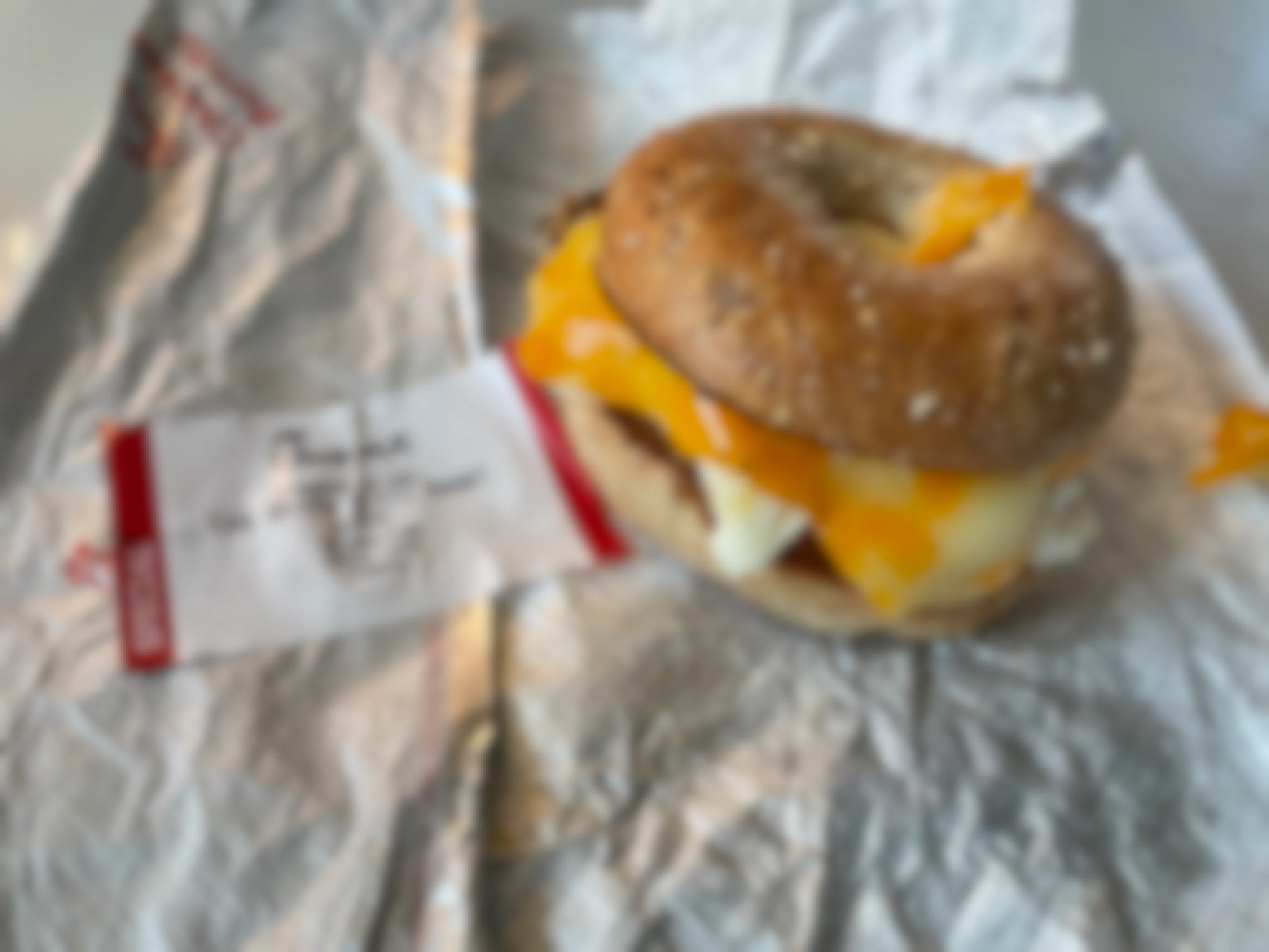 A Chick-fil-A egg white grill bagel on its wrapper.