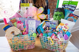 easter baskets on a counter