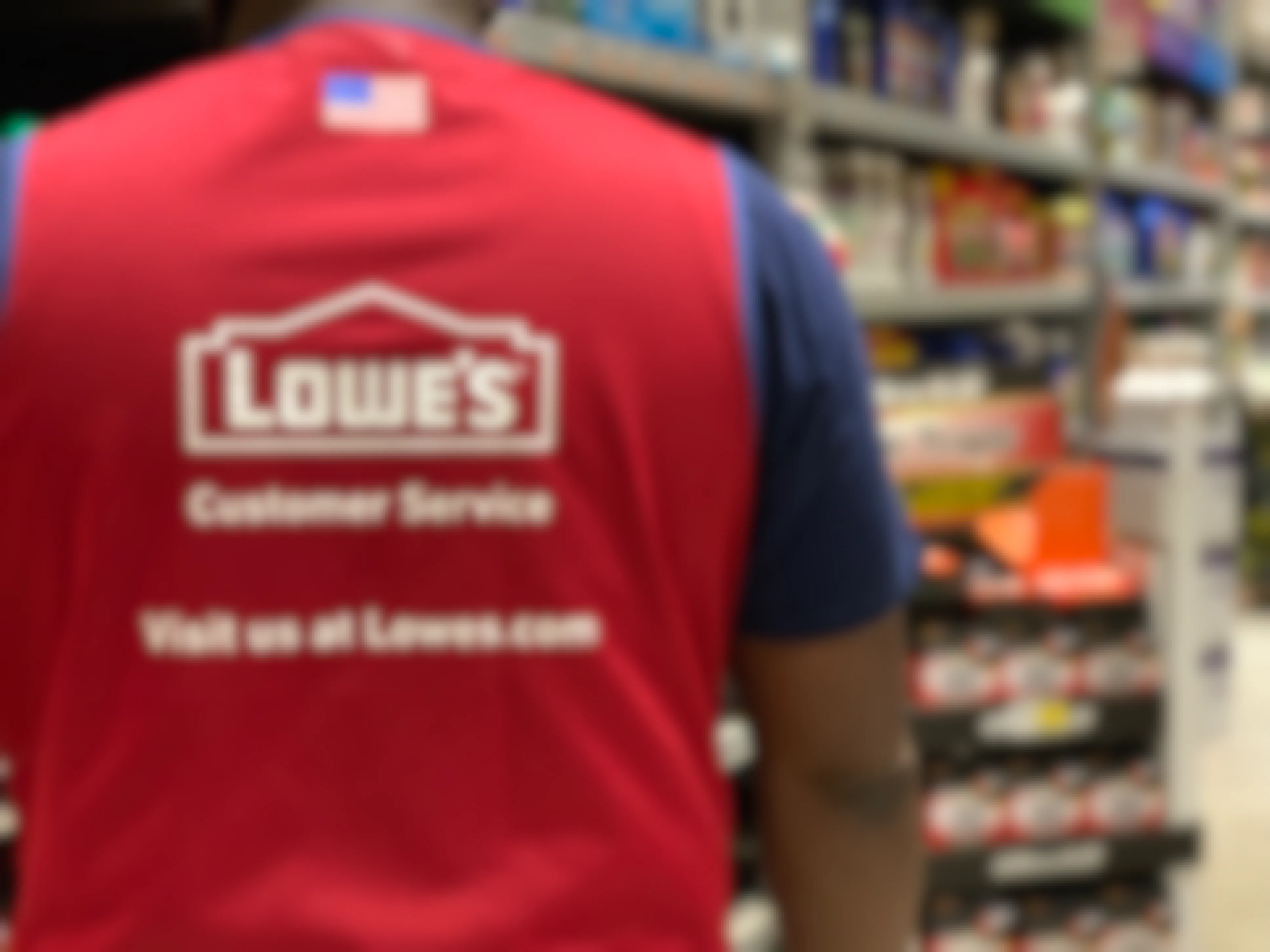 Lowes employee back in Lowes vest in store