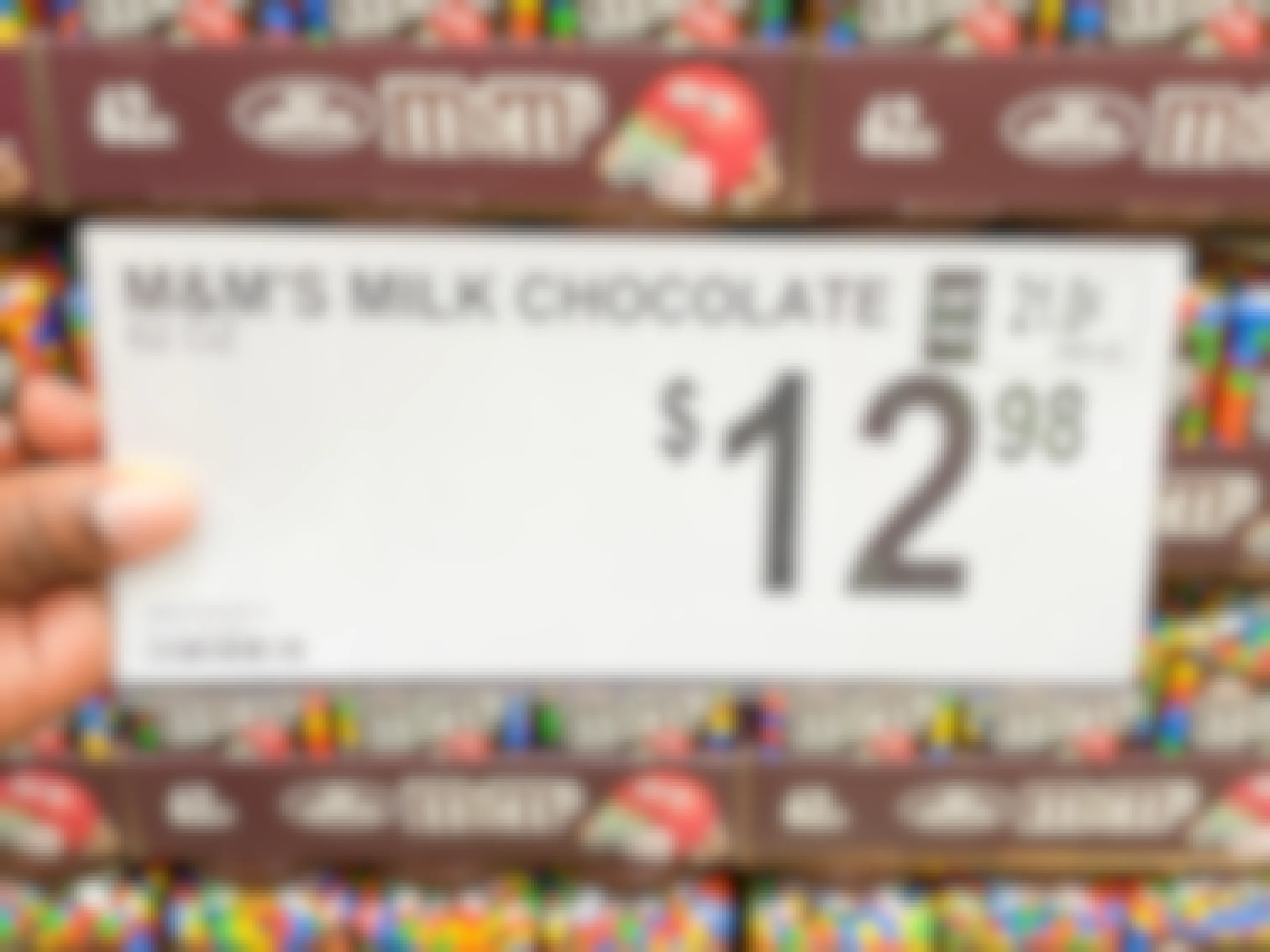 M&Ms Milk Chocolate price tag at Sam's Club
