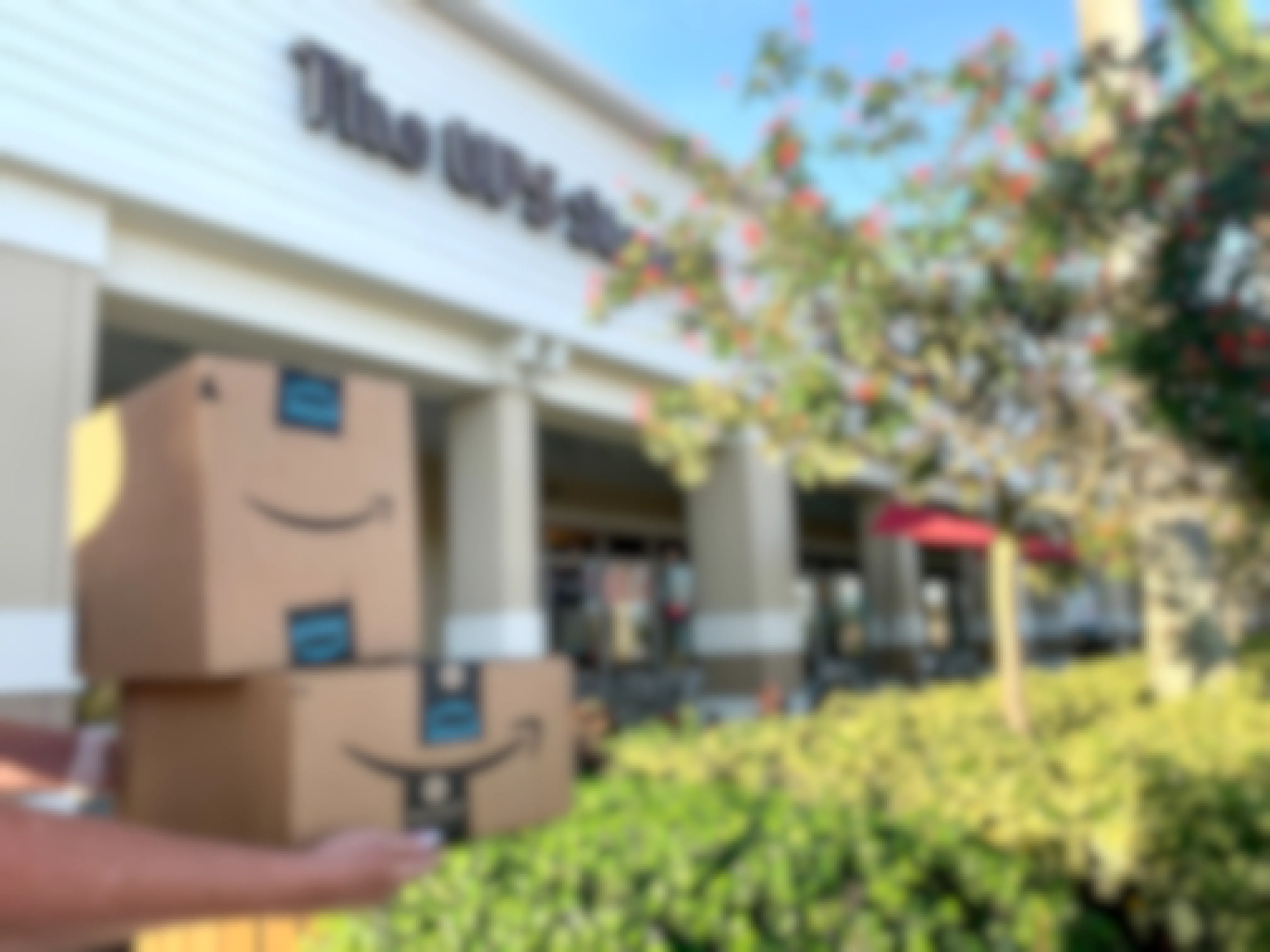amazon boxes in front of ups store