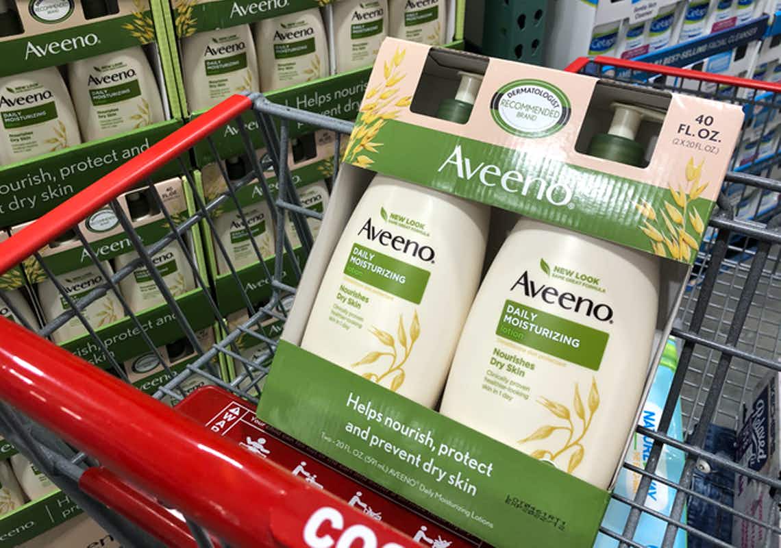 aveeno lotion package in costco cart 