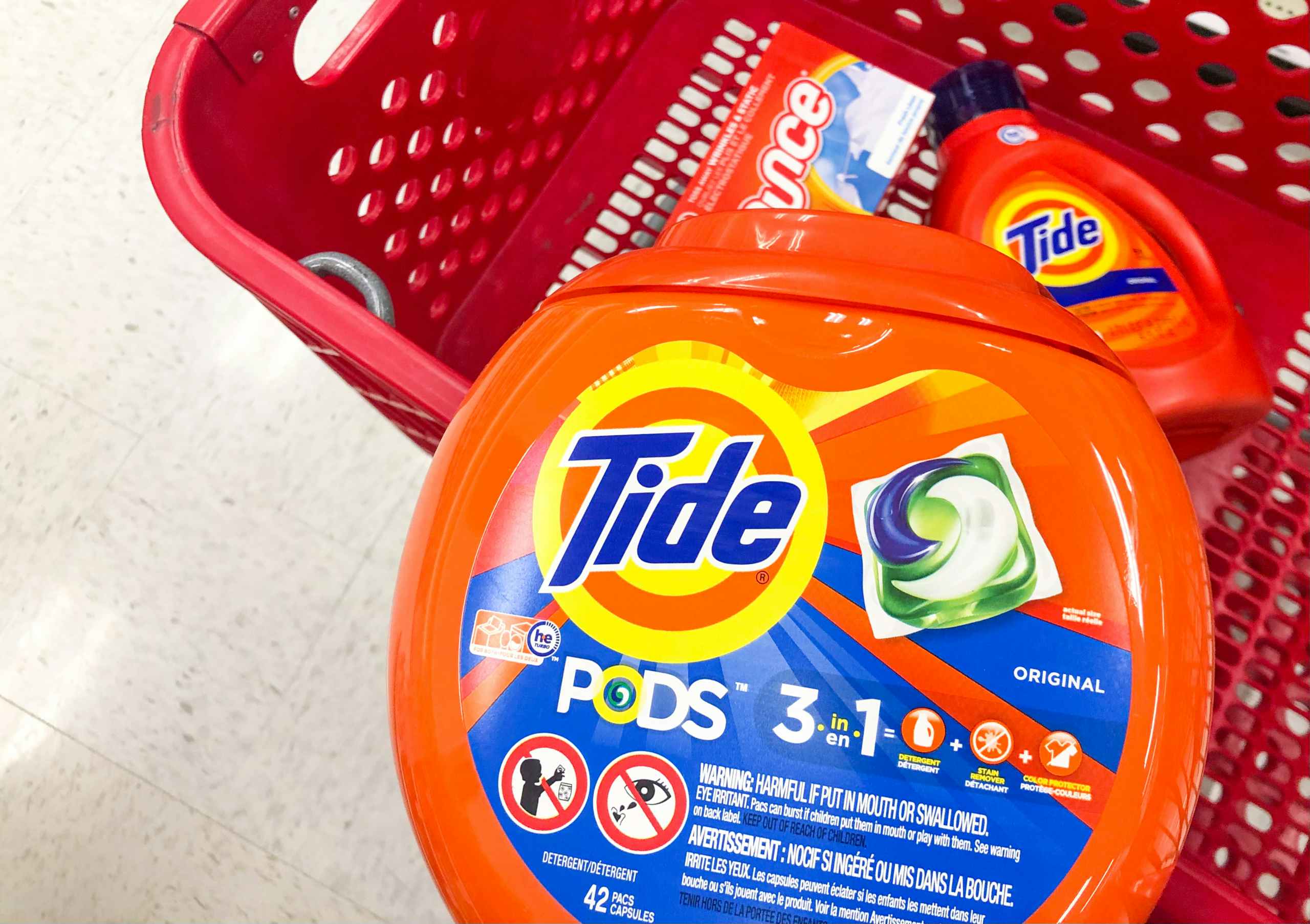laundry detergent in cart