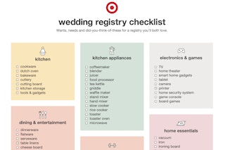 A screenshot of the beginning of a Target wedding registry checklist PDF.