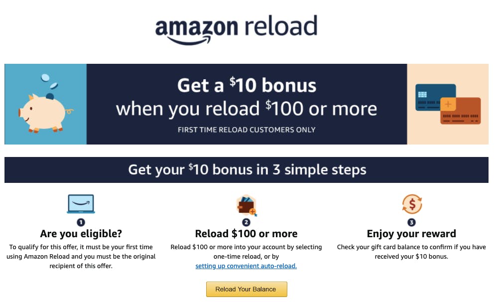 Free 10 Gift Card Bonus With 100 Gift Card Reload On Amazon The Krazy Coupon Lady