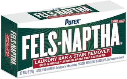 A box of the Purex Fels-Naptha laundry bar.