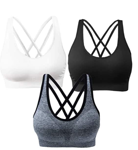 A three-pack of wire-free sports bras.