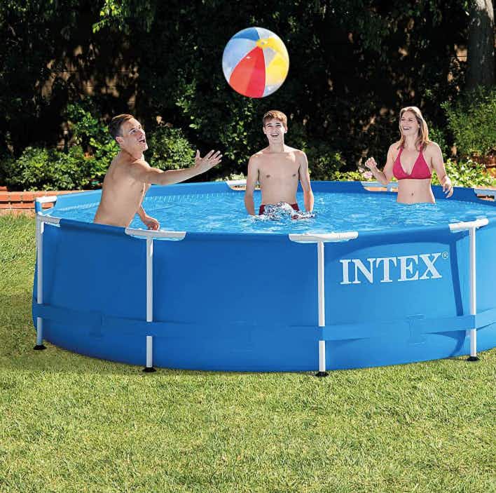 best buy Intex Metal Frame Round Above Ground Swimming Pool With Pump stock image 2021