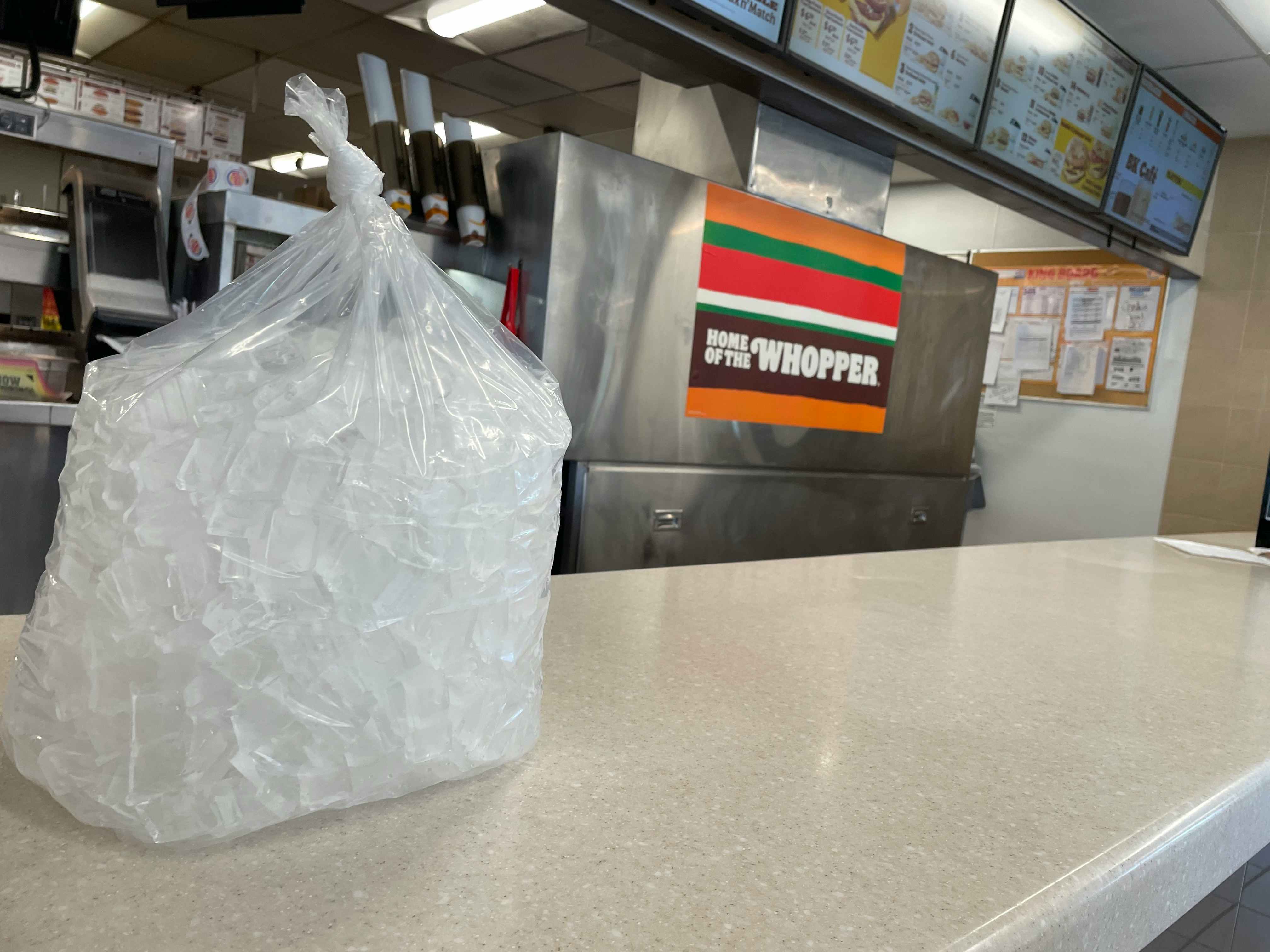 a bag of ice from burger king