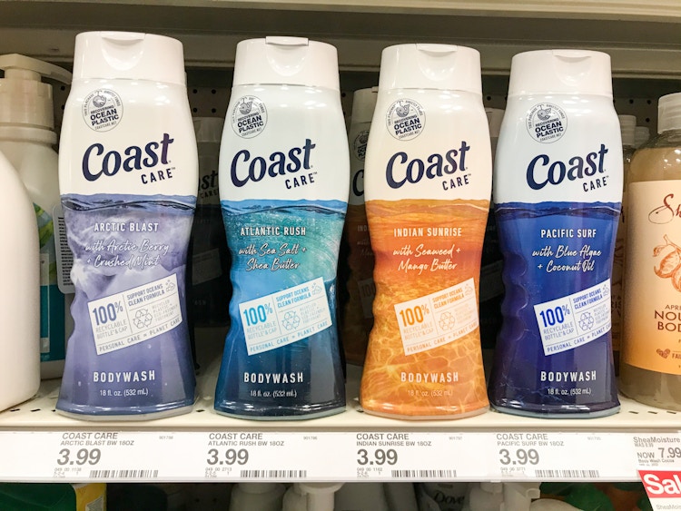 coast body wash on a shelf at Target