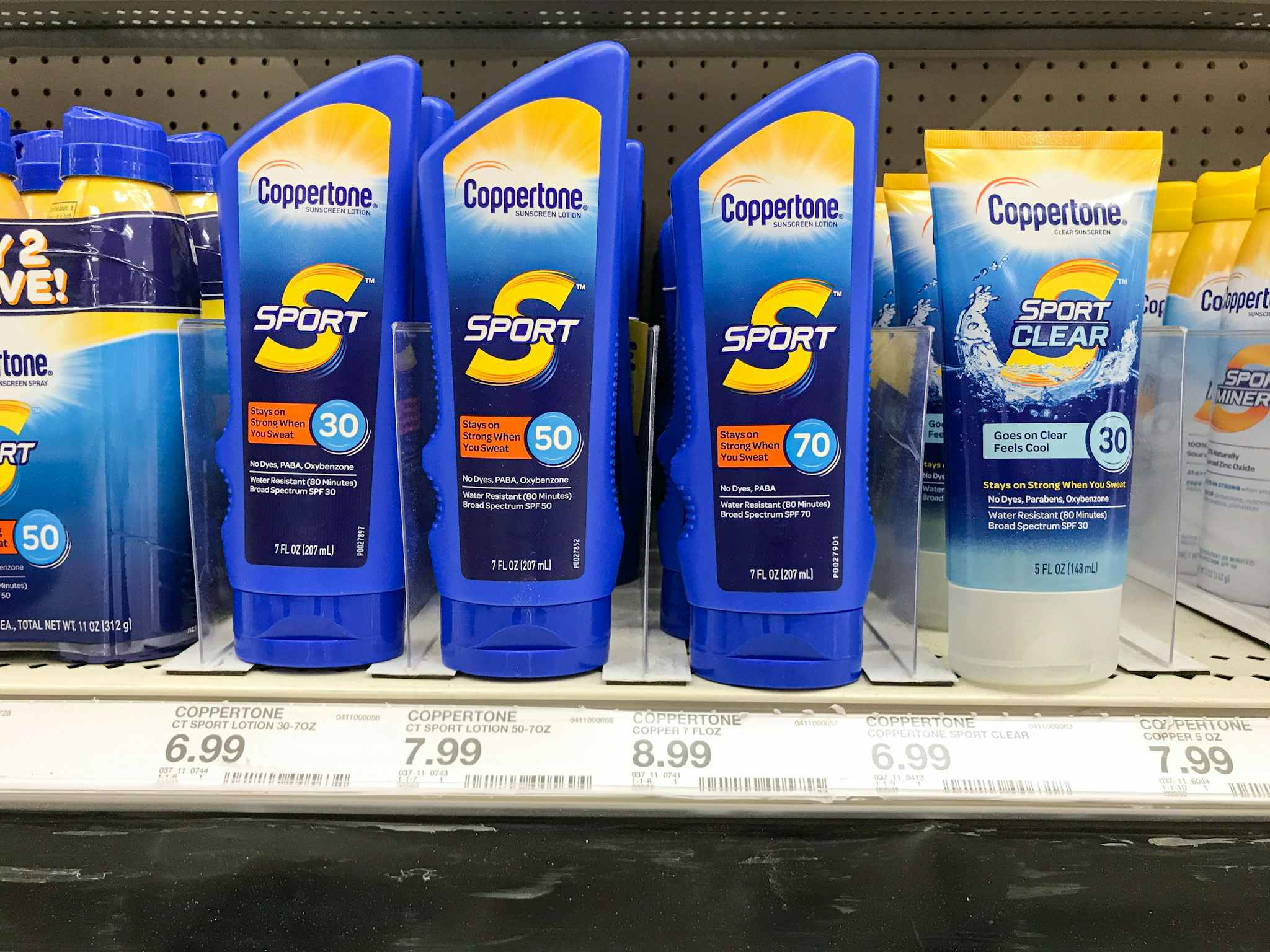 coppertone sunscreen on a target shelf