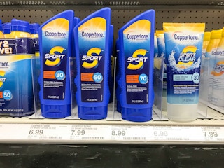 coppertone sunscreen on a target shelf