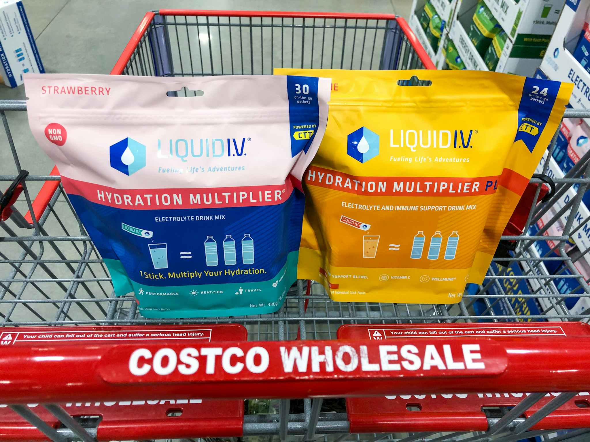 two packages of liquid iv in costco cart 