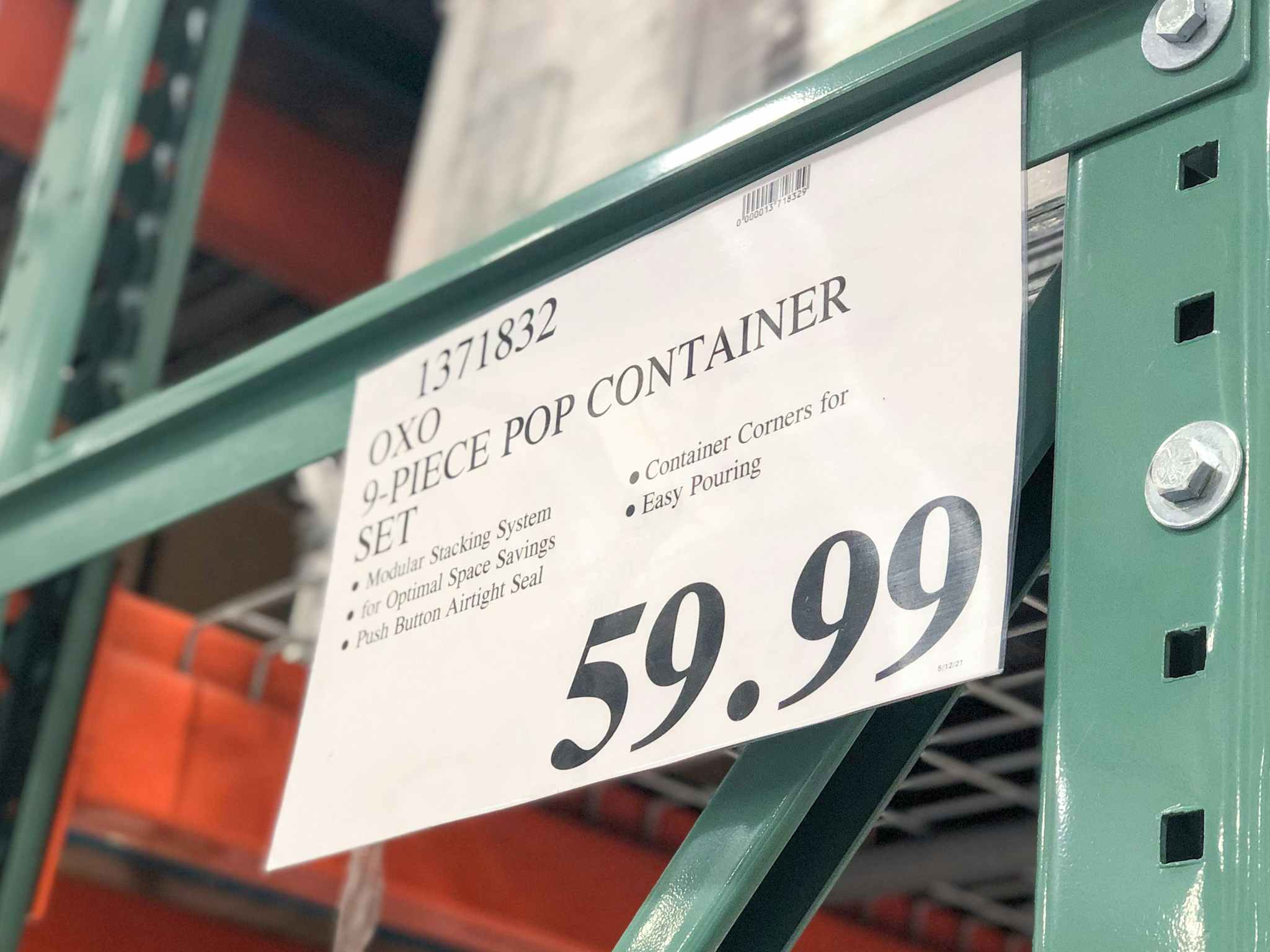 OXO POP container set price tag at Costco