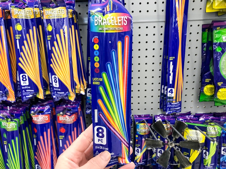 hand holding Dollar Tree glow sticks