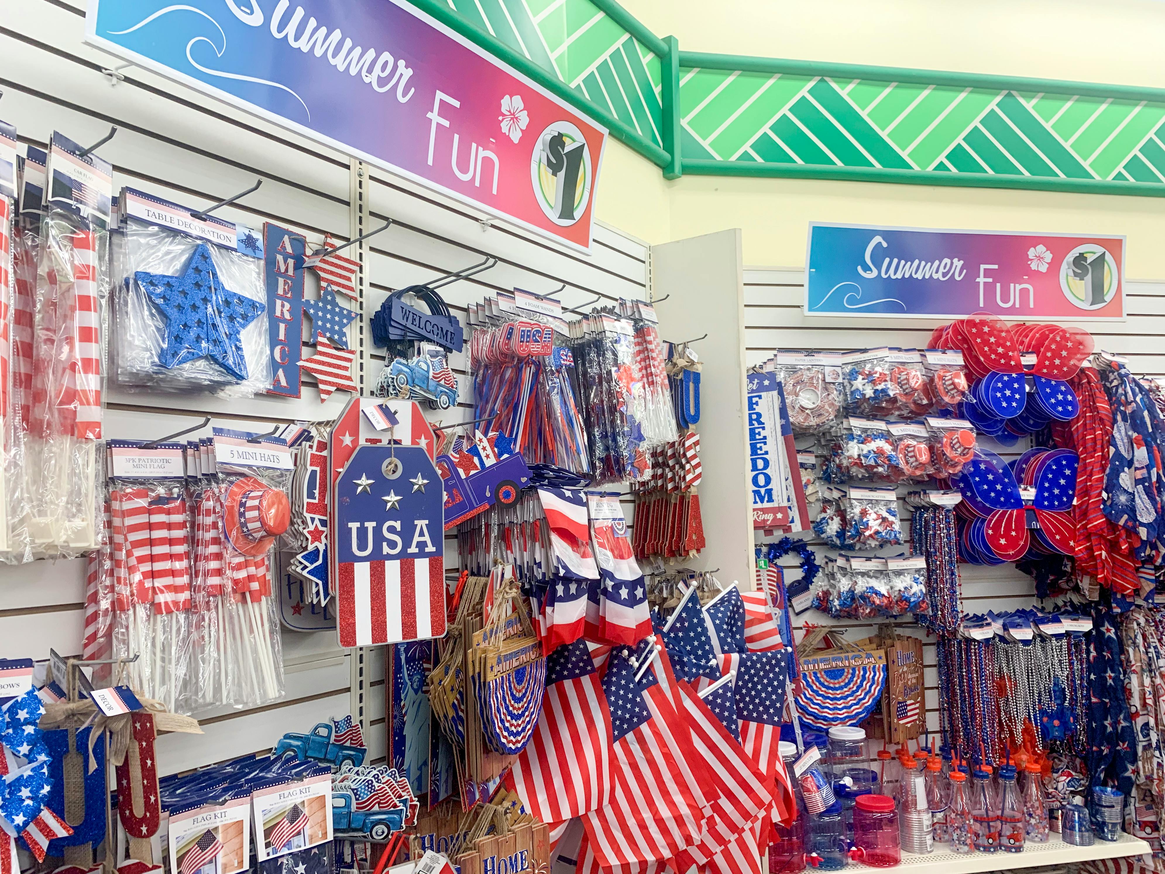 4th of July decorations at the dollar tree