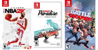 Three Nintendo Switch games.