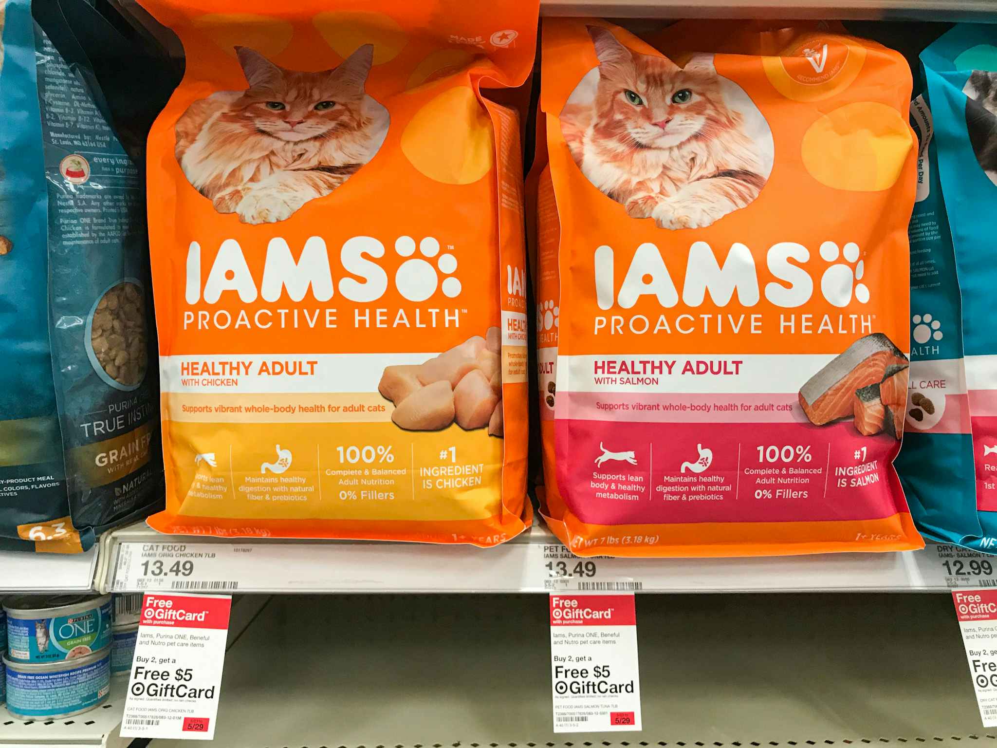 iams dry cat food on a shelf at Target