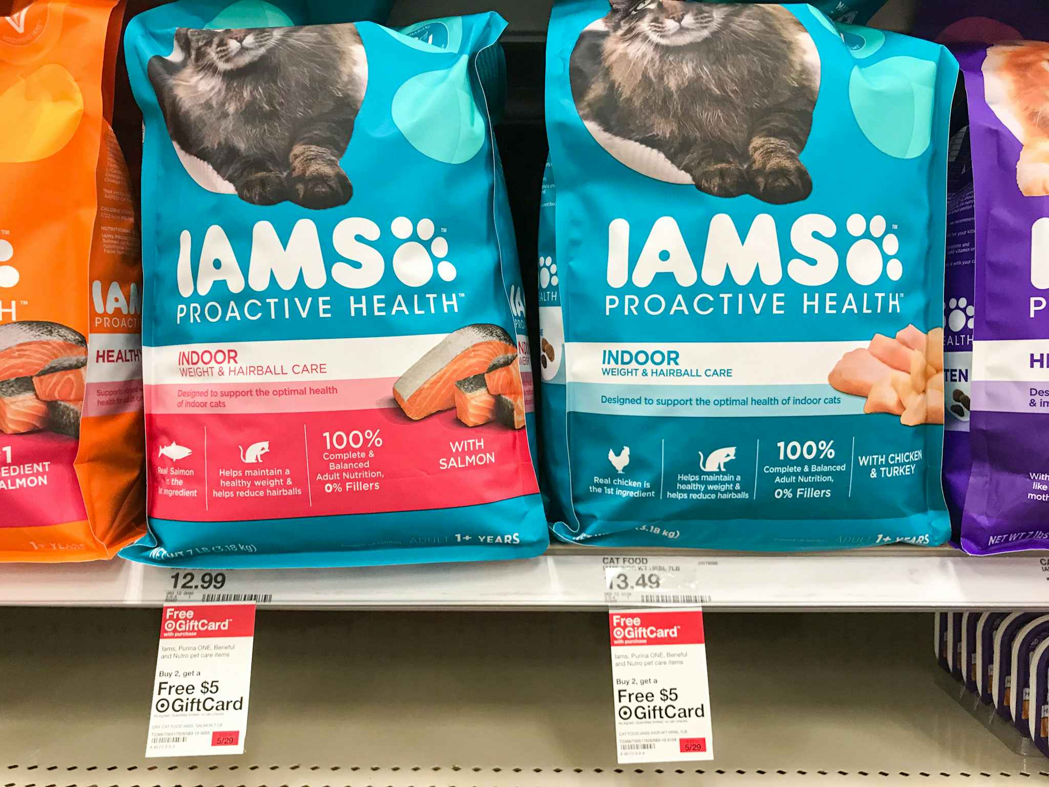 iams dry cat food on a shelf at Target