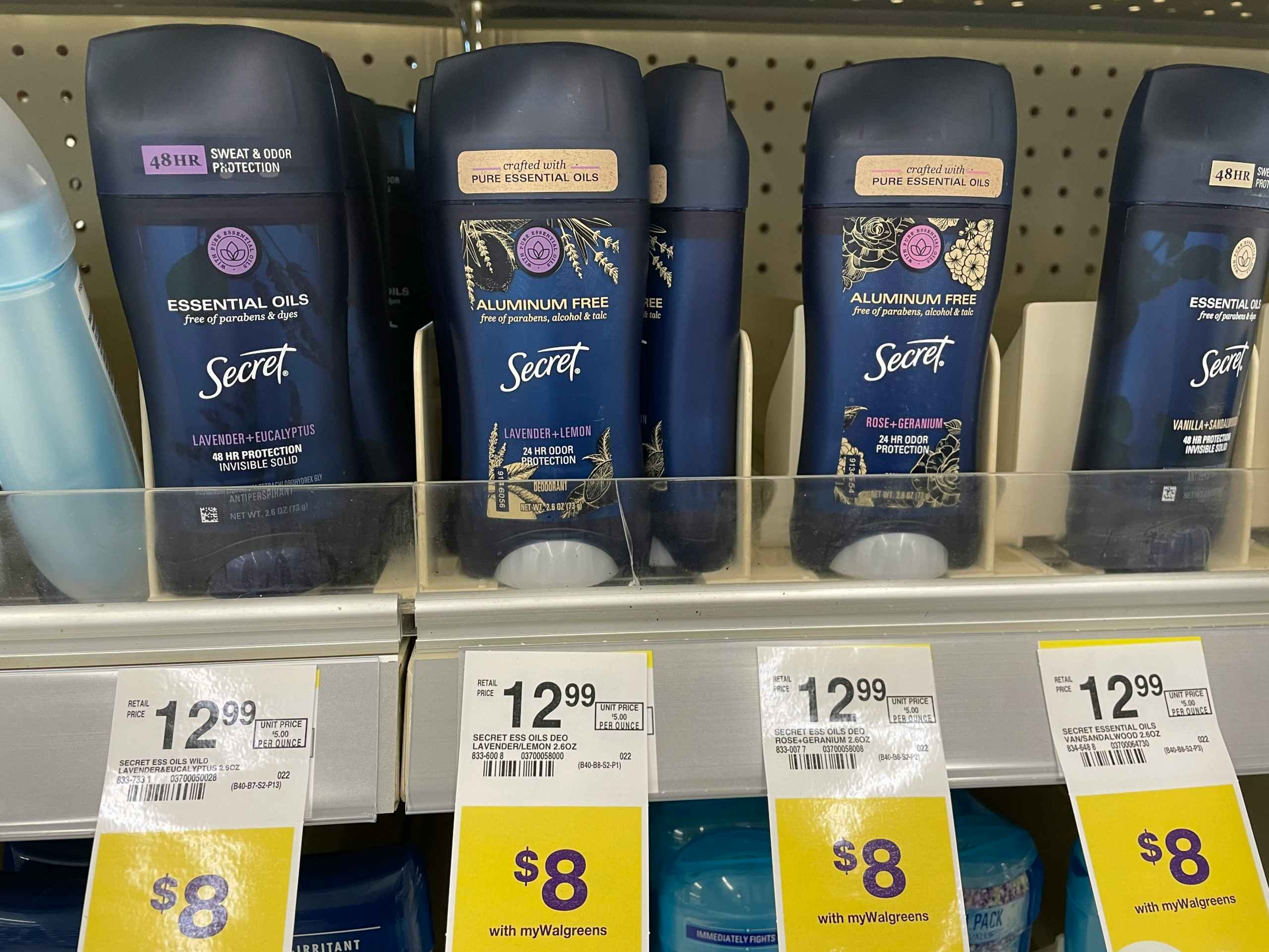 3 Secret Essential Oils Deodorant on shelves