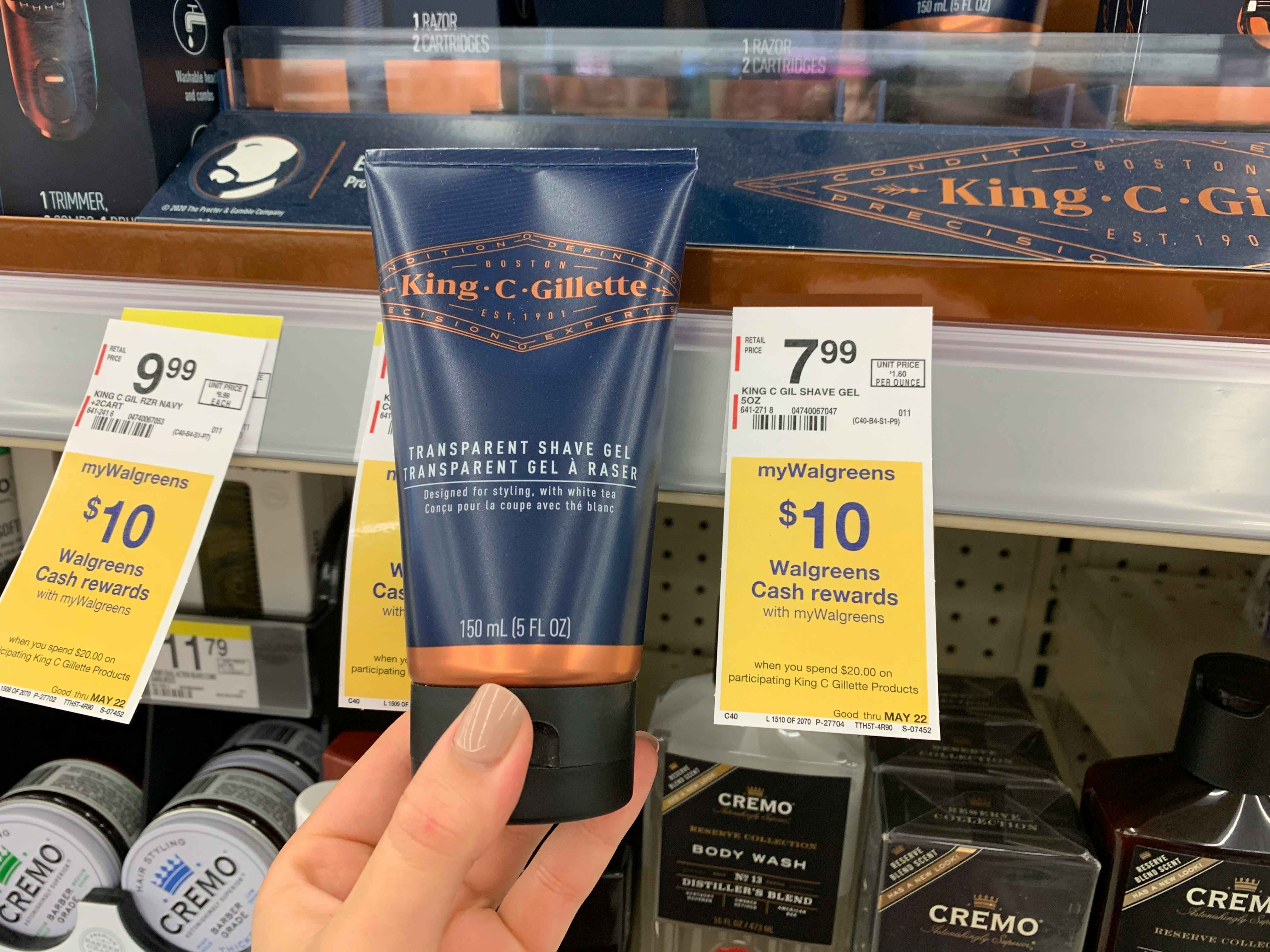 hand holding shaving gel