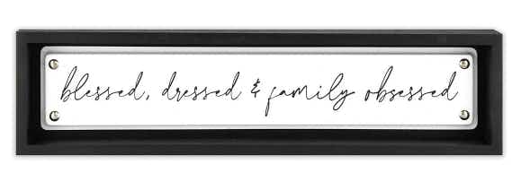 kohls Belle Maison Blesses, Dressed & Family Obsessed Box Sign Table stock image 2021