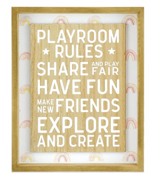 kohls Belle Maison Playroom Rules Box Sign Table Decor stock image 2021