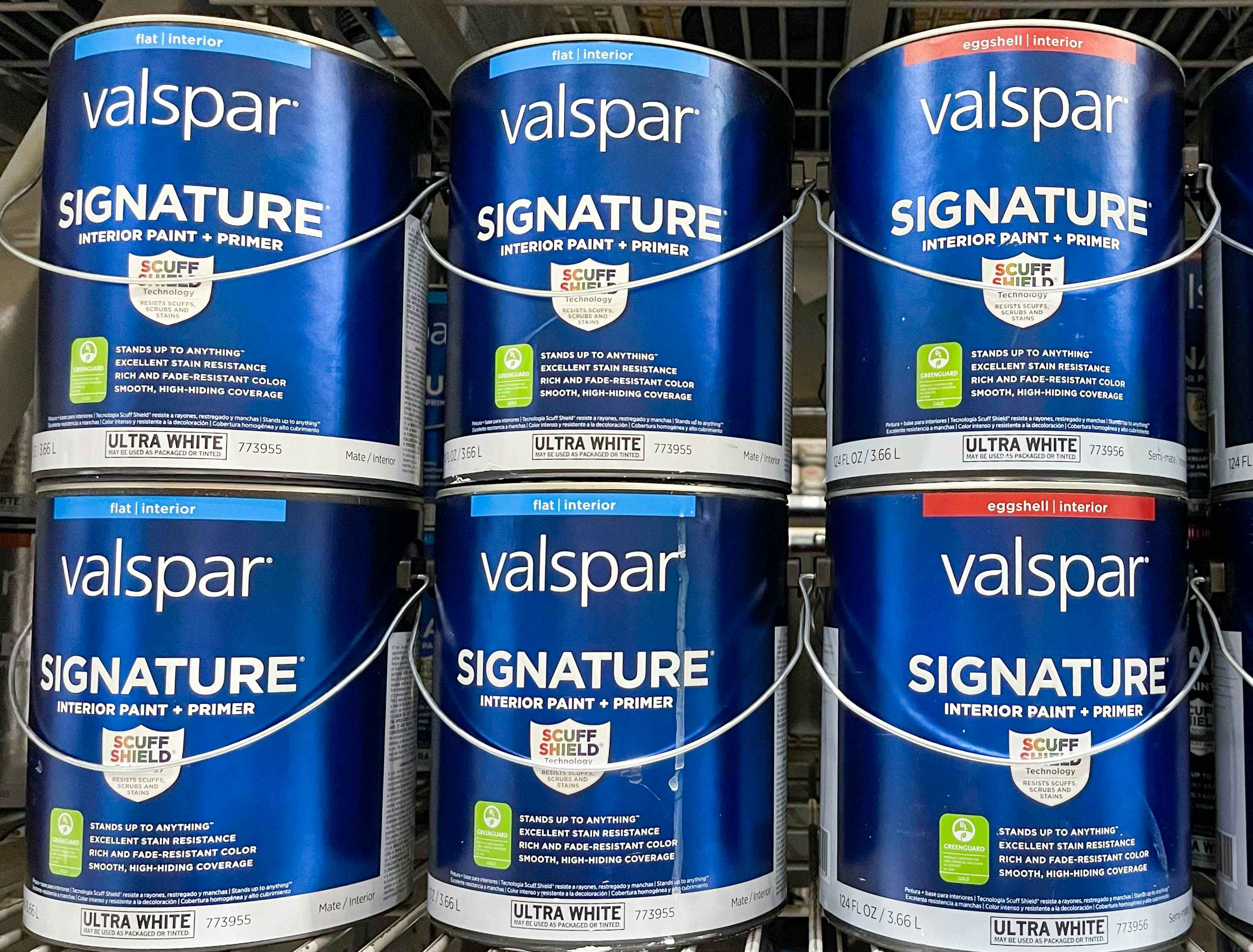 valspar paint cans on shelf
