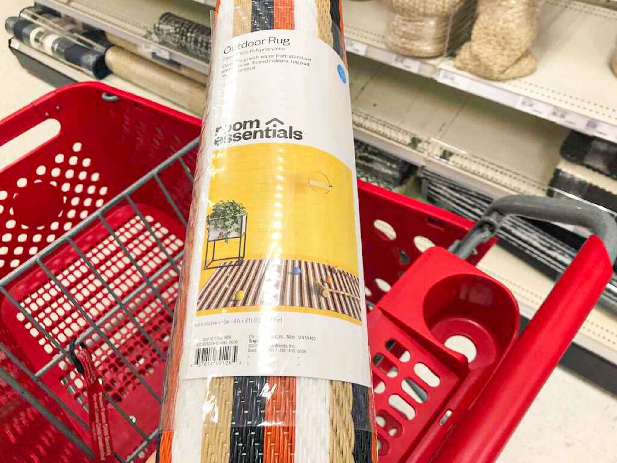 outdoor rug on a target cart