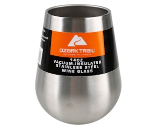An Ozark Trail stainless steel tumbler wine glass.