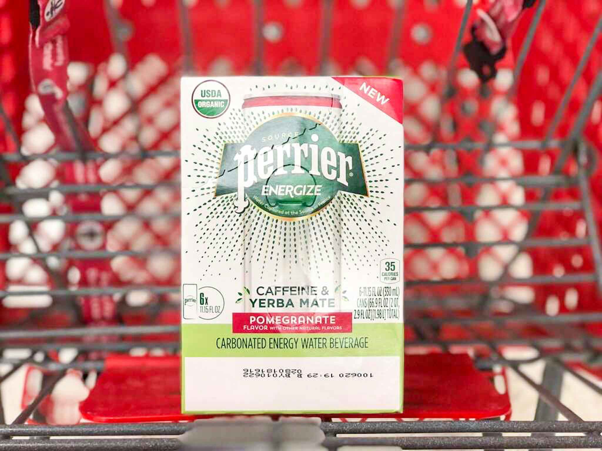 perrier energize in a target cart