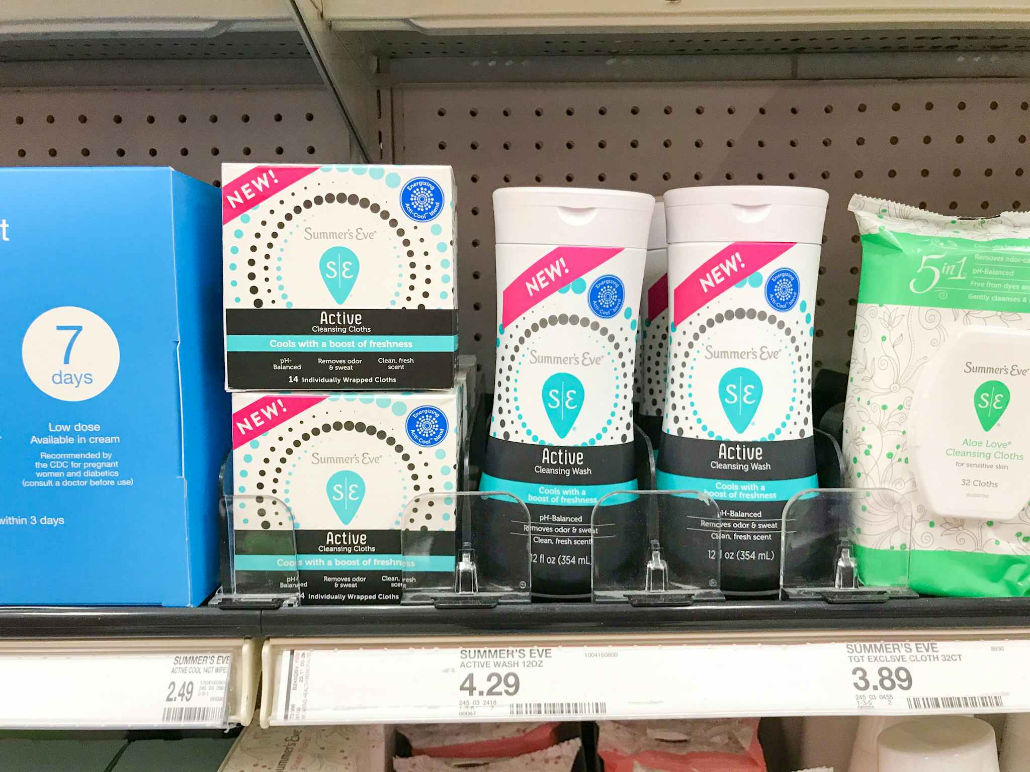 summer's eve active wipes on a target shelf
