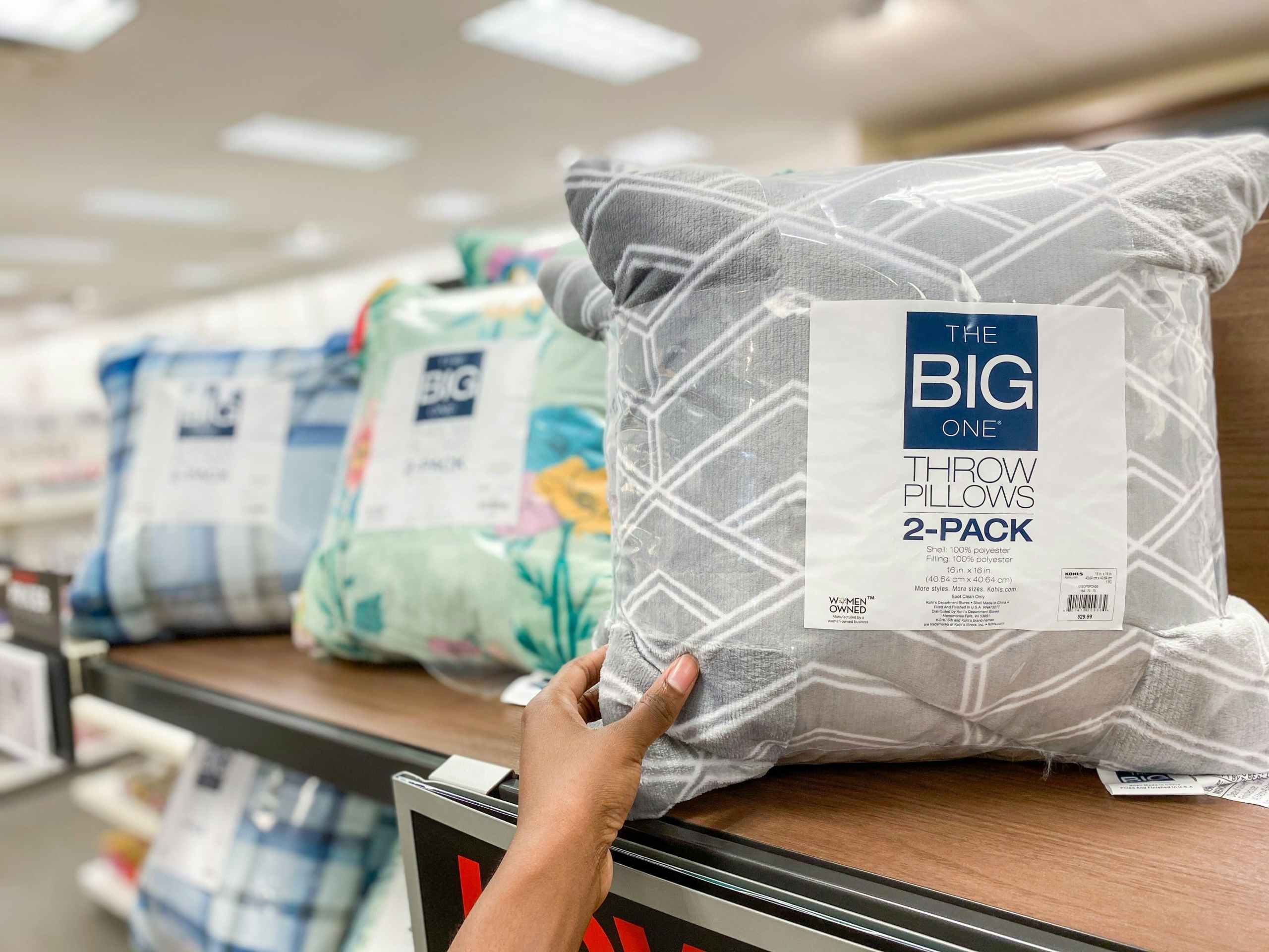 the big one pillows on shelf