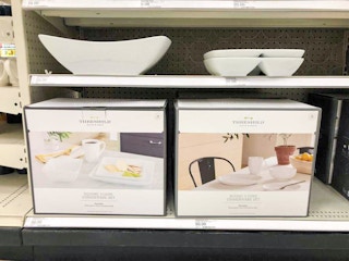 threshold dinnerware on a shelf at target