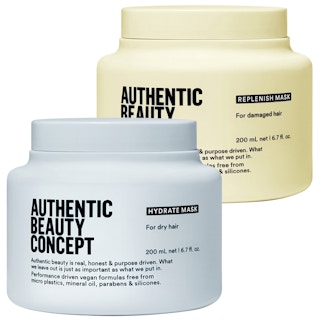 Two Authentic Beauty Concept hair mask tubs.