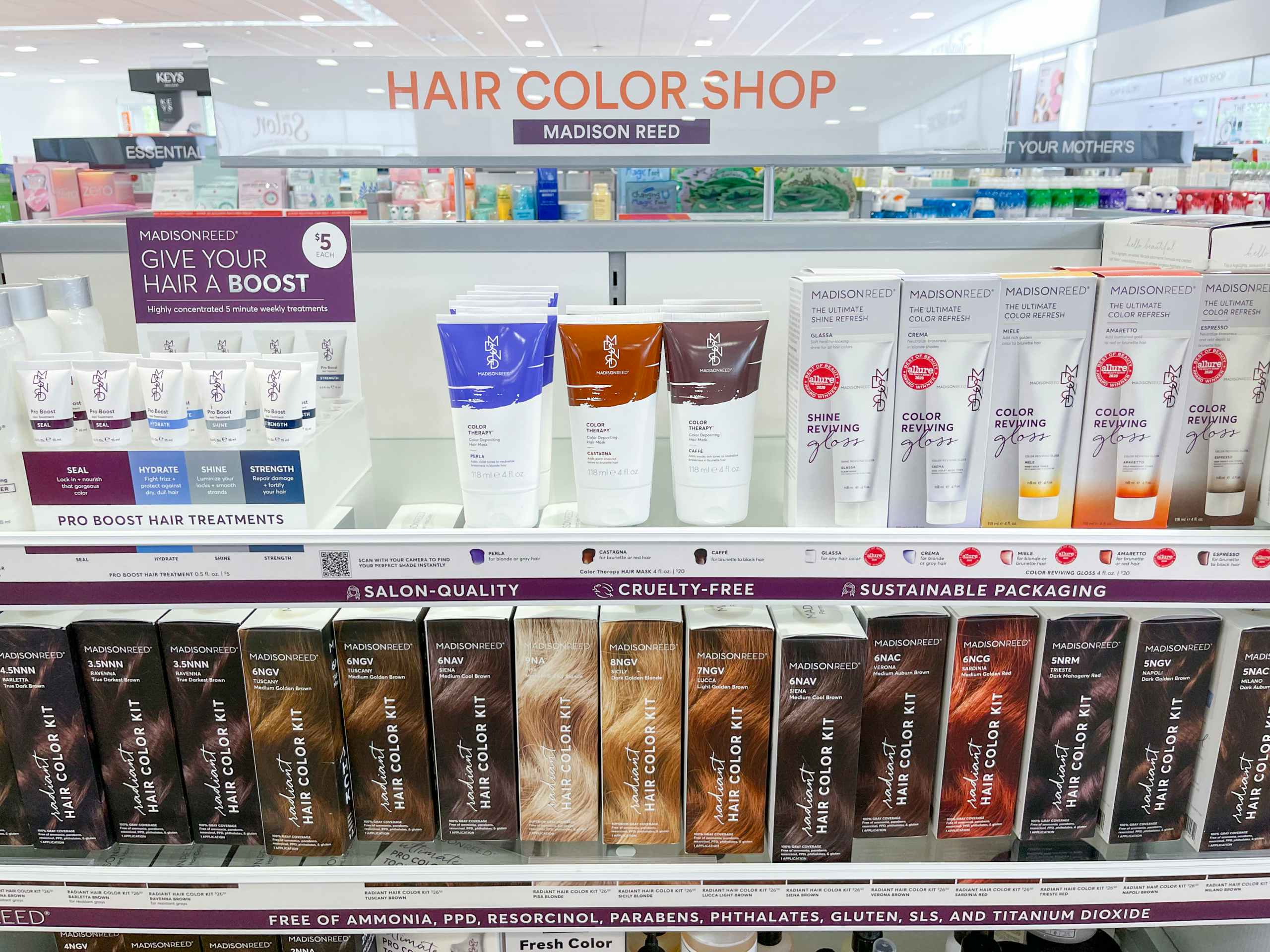 Area shot of hair color products at Ulta.