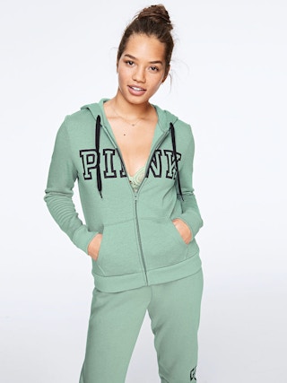 Victoria's Secret PINK green zip-up hoodie