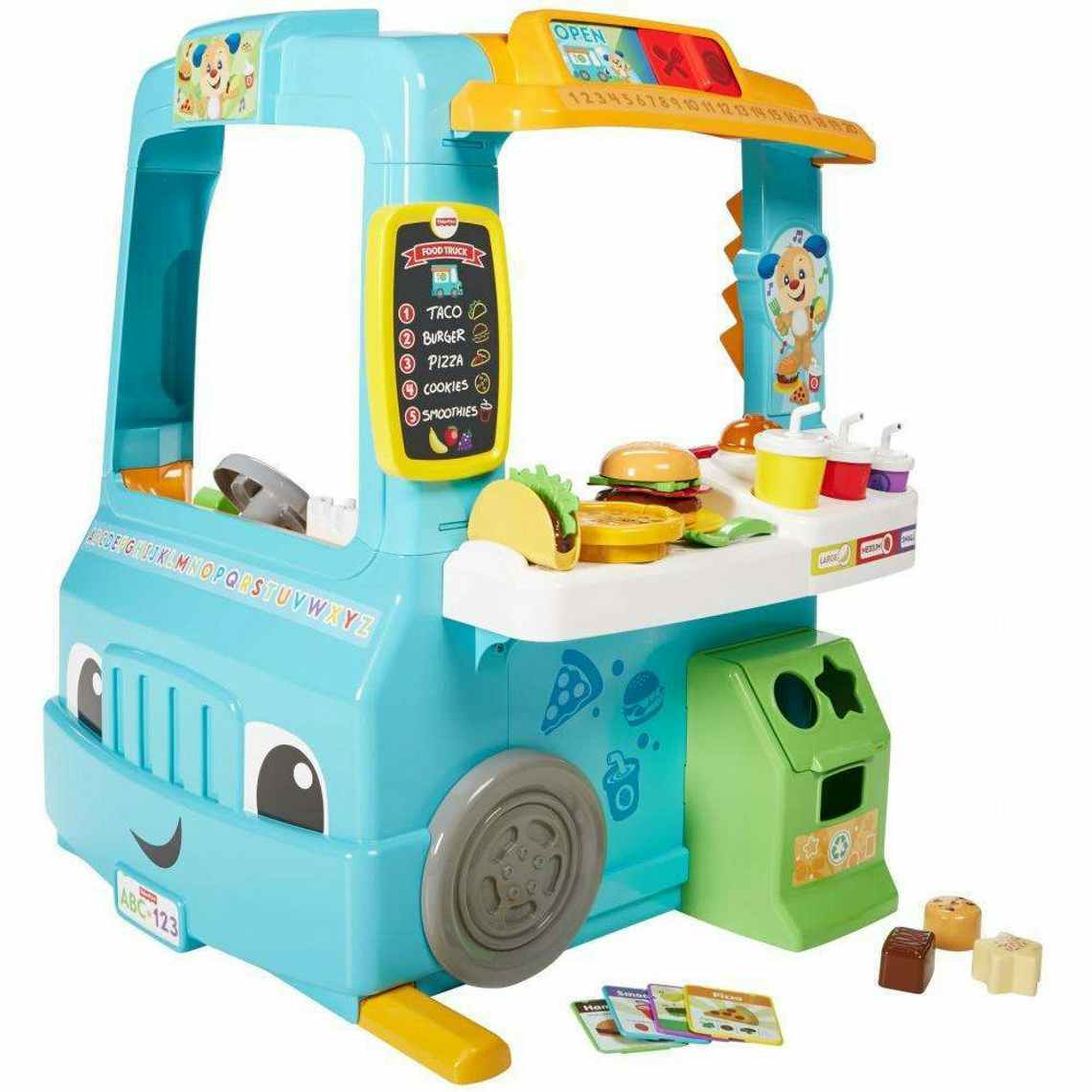 stock photo of the fisher price learn & laugh servin' up fun food truck playset on a white background