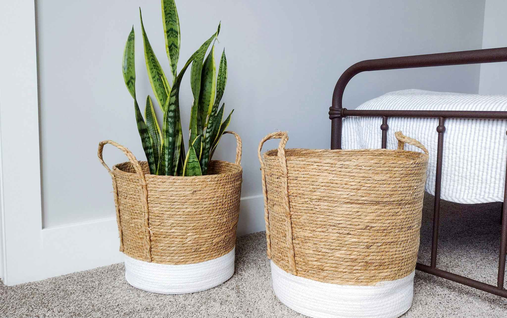 mainstays rope baskets staged in room