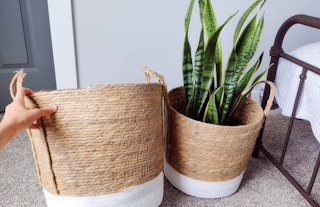 mainstays rope baskets staged in room