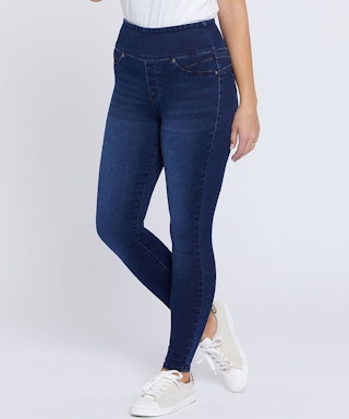 Elastic waist tummy toner denim pants