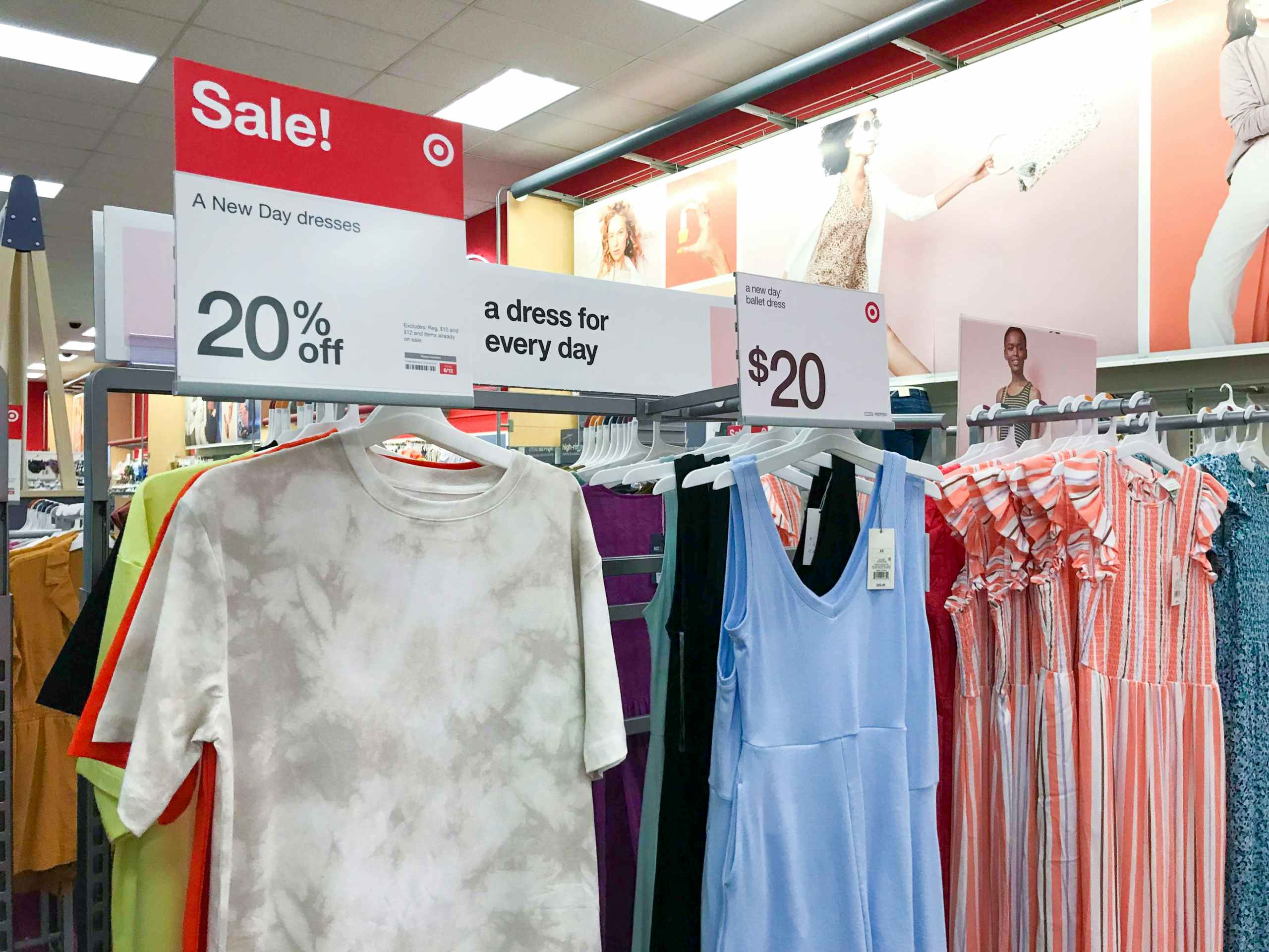 women's dresses hung up on display