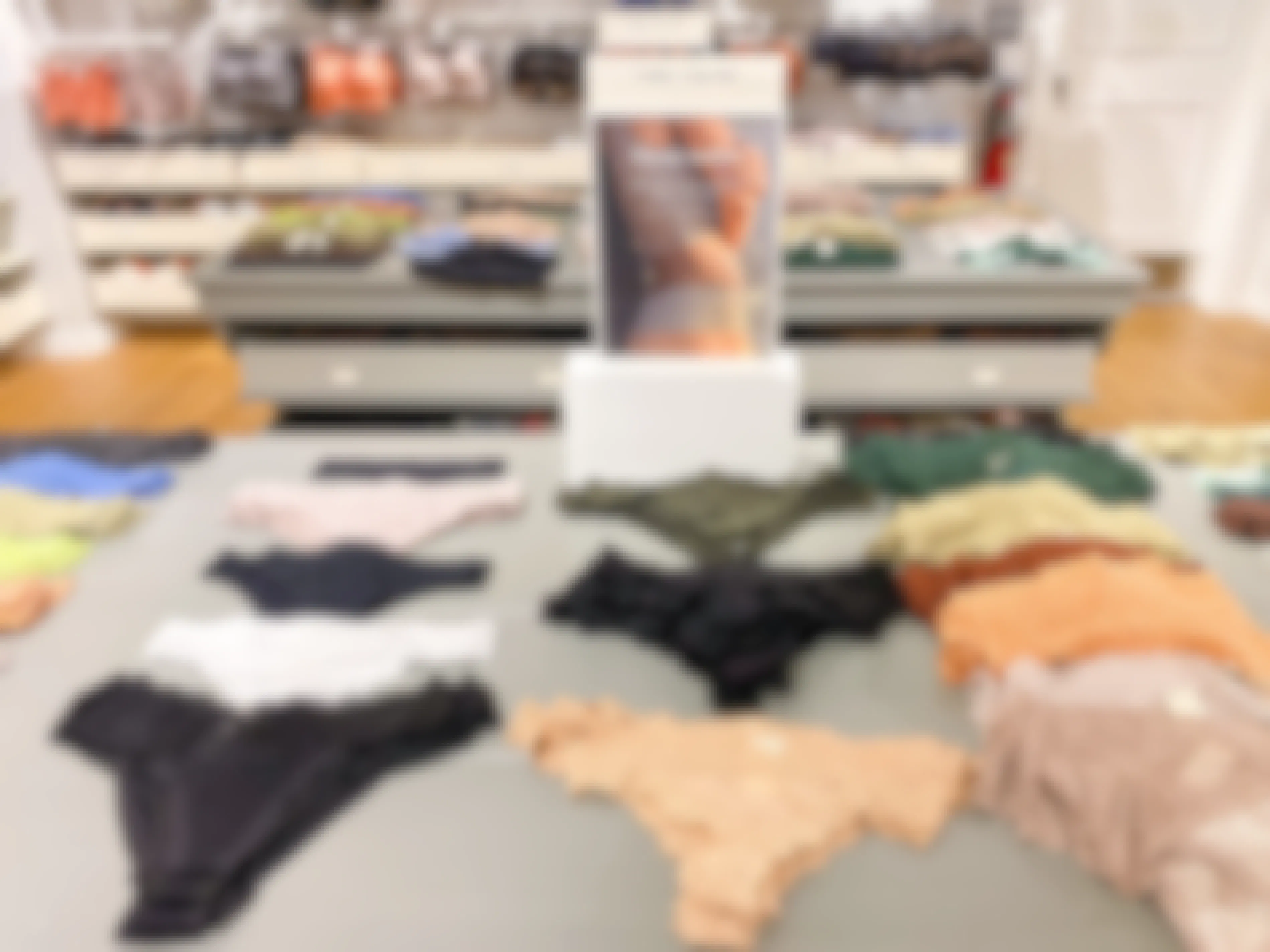 a variety of undies laid out on display at the Aerie store
