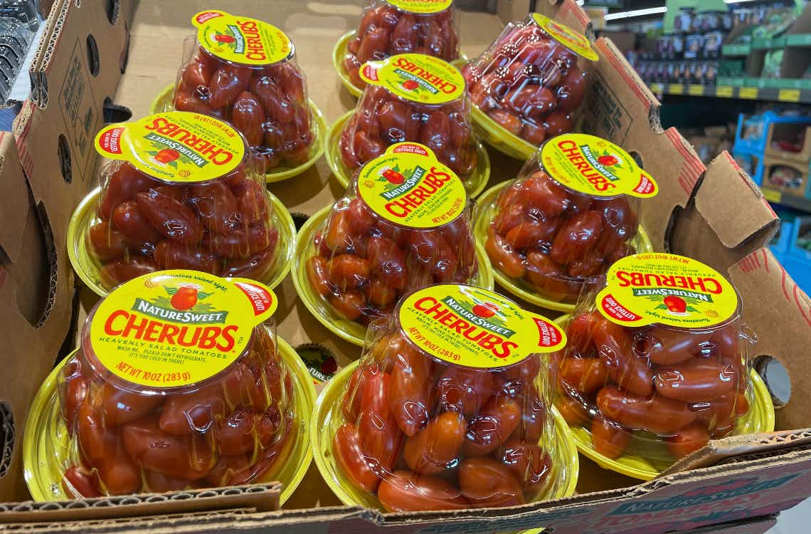 cherub tomatoes in a package at aldi