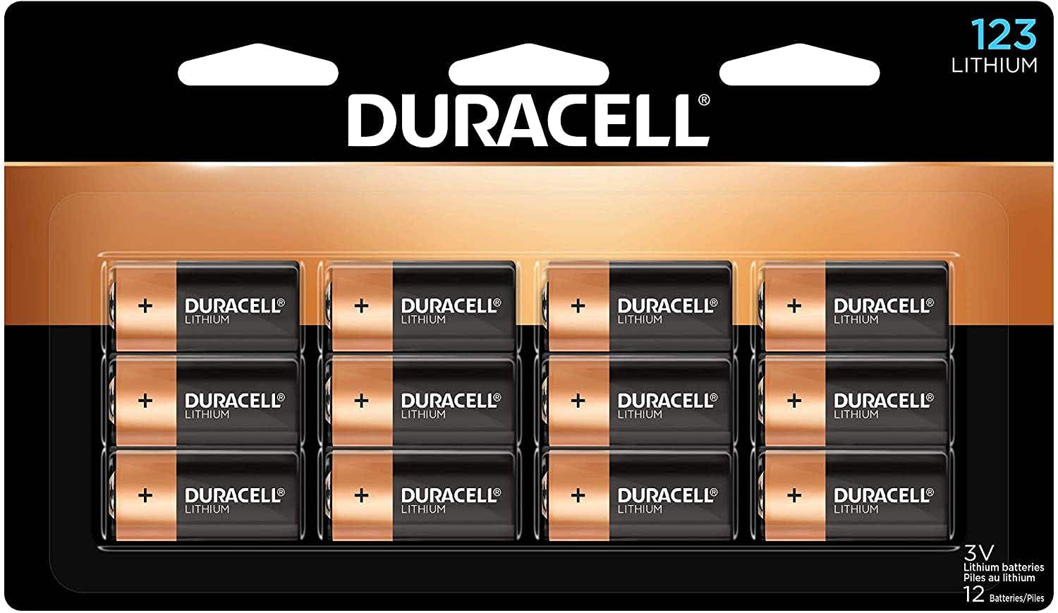 A 12 pack of Duracell lithium batteries