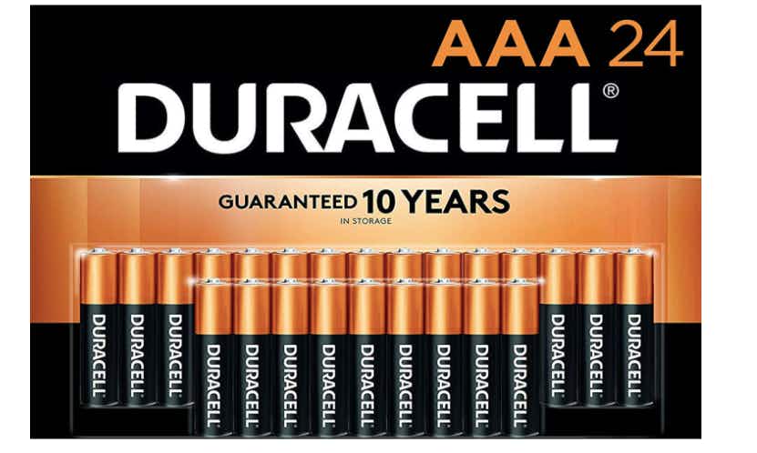 A 24-pack of Duracell AAA batteries. 