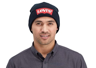 A man wearing a Levi's beanie