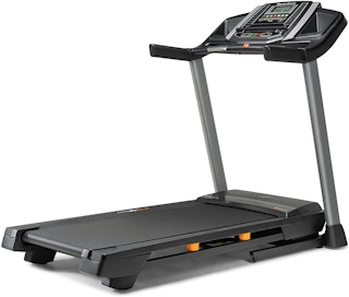 A NordicTrack T Series Treadmill in black