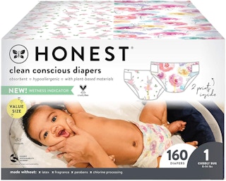A box of The Honest Company size 1 diapers
